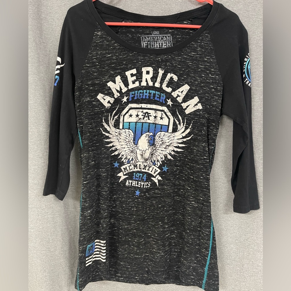 American Fighter Charcoal and White Logo Tee